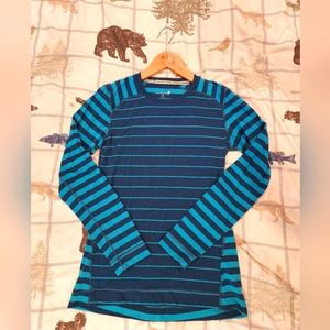 Smartwool Long Sleeve 250 Base Layer Striped Blue Top M